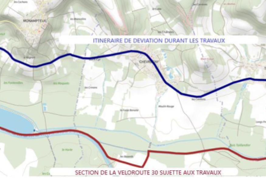 Aisne : la véloroute V30 en travaux entre Monampteuil et Trucy.