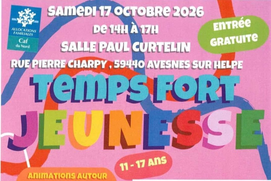 Avesnes-sur-Helpe : un Temps Fort Jeunesse organisé ce samedi 17 octobre.